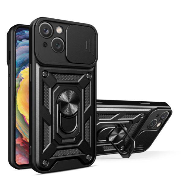 COQUE ARMOR CAMSHIELD AVEC SUPPORT ET CACHE CAMERA IPHONE 15 NOI