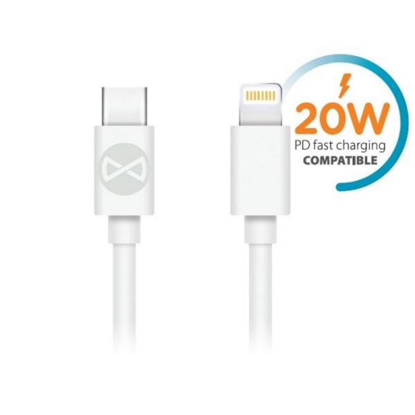 DATA CABLE USB C LIGHTNING FOREVER CHARGE RAPIDE 1M 20W BLANC