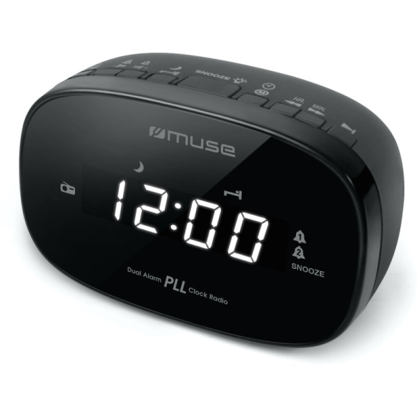 MUSE M 155 RADIO REVEIL FM DOUBLE ALARME NOIR