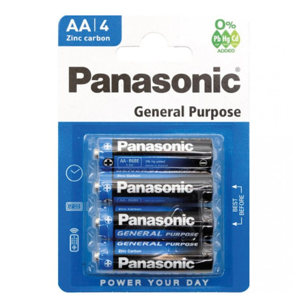 PANASONIC PILES POWER ZINC AA X4 PAR BOITE DE 12