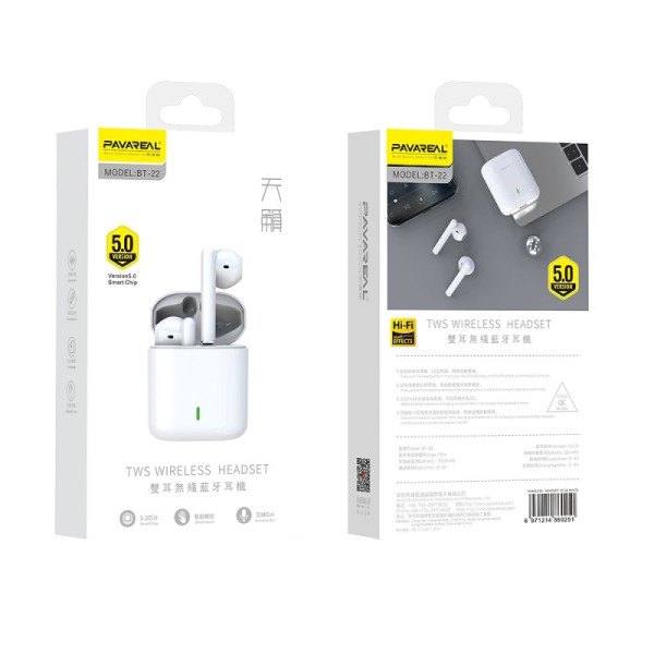 PAVAREAL TWS BT 22 ECOUTEURS BLUETOOTH BLANC