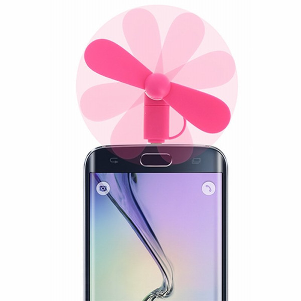 VENTILATEUR UNIVERSEL ROSE FLUO COMPATIBLE MICRO USB ET APPLE 5 