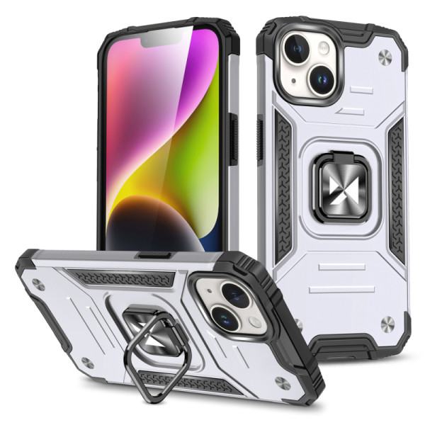 WOZINSKY COQUE RING ARMOR IPHONE 15 RIGIDE ET RESISTANTE SILVER