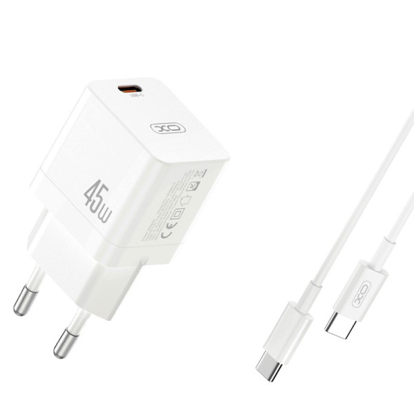 CHARGEUR SECTEUR 45W TYPE C CABLE TYPE C TYPE C BLANC ULTRA