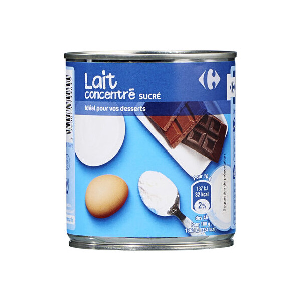 Lait concentré sucré Carrefour 400g